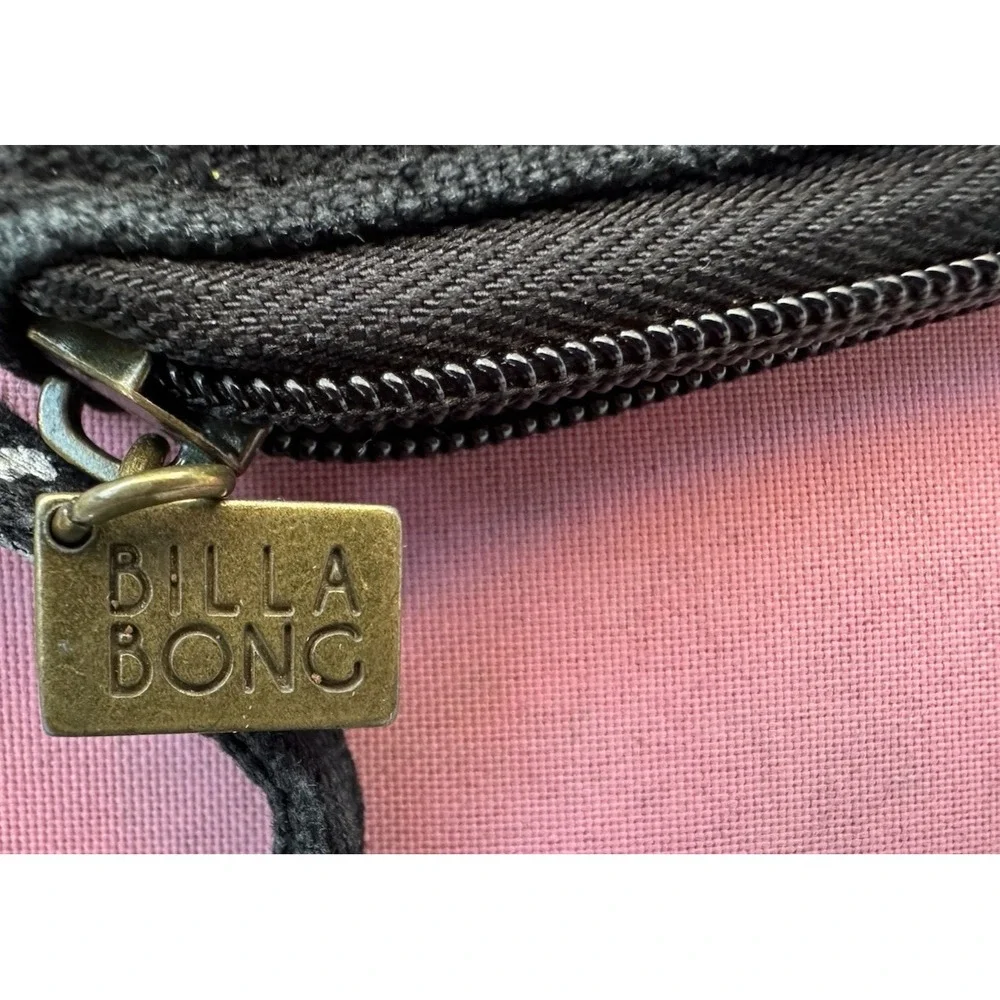 Billabong Canvas Wristlet Wallet Eye Print‎ Black Boho Surf Zip Pouch 9x5